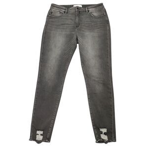KanCan Women’s Size 15/31 High Rise Skinny Stretch Jeans Gray Distressed Hem